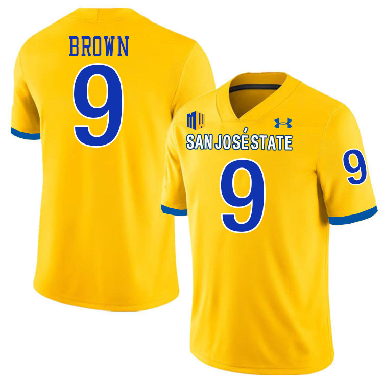 #9 Emmett Brown SJSU Jersey,San Jose State Spartans Football Jersey College Uniforms-Gold